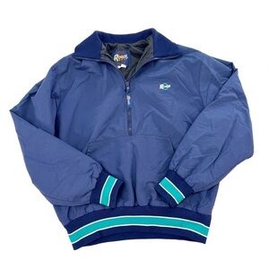 🎅 3/$15 SALE Vintage Blue Windbreaker with Half-Zip and Standing Collar - XL